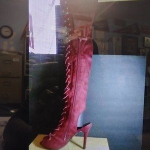 brecklelles randi faux suede lace up thigh high 7